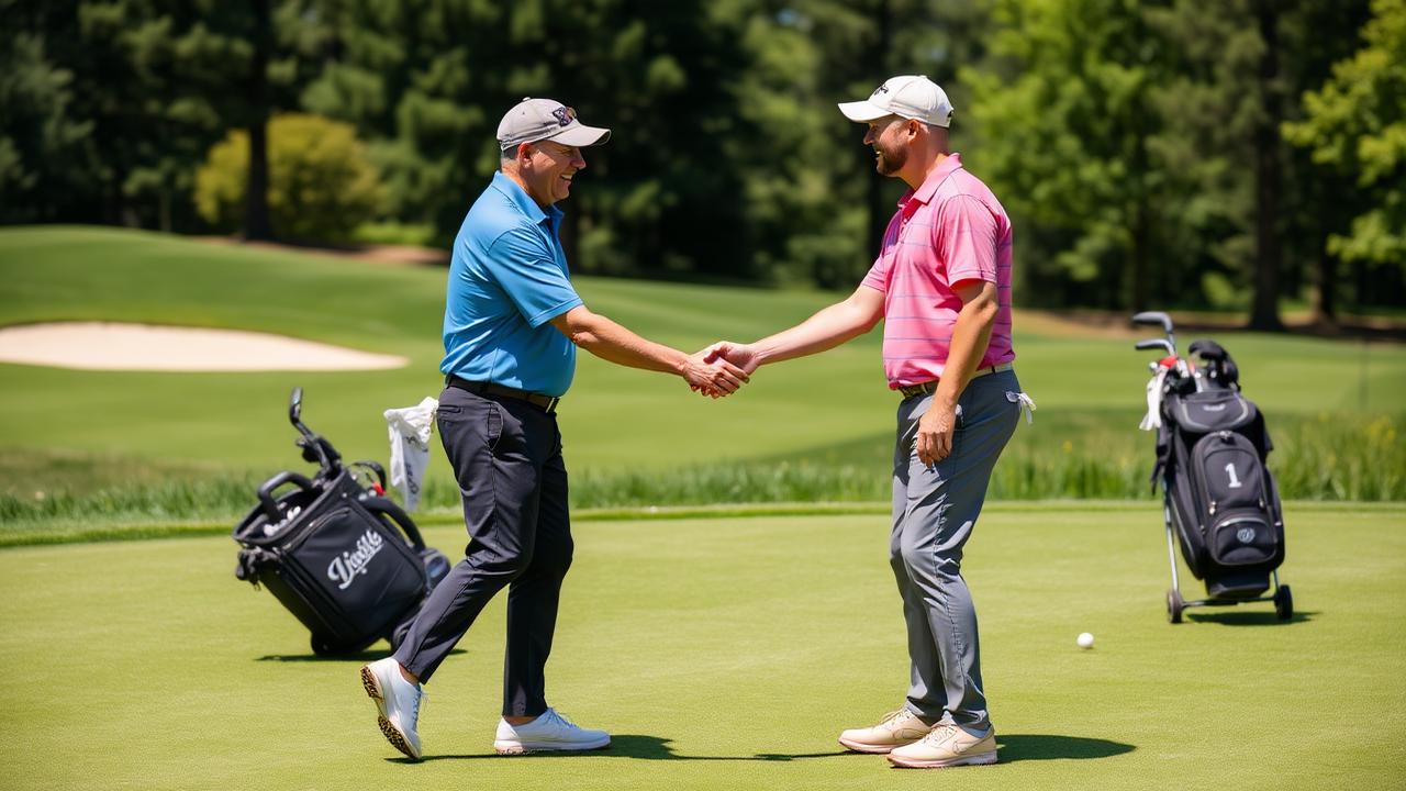Golfers shaking hands after a round