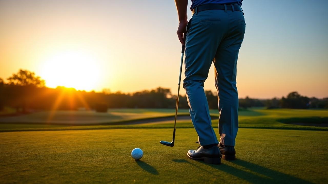 Golfer teeing off on a beautiful course