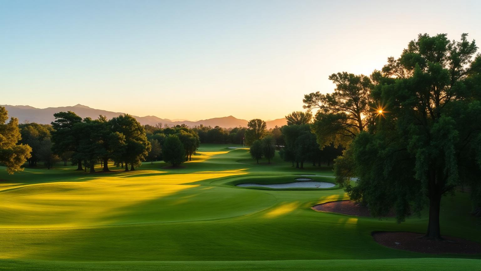 Scenic golf course at golden hour