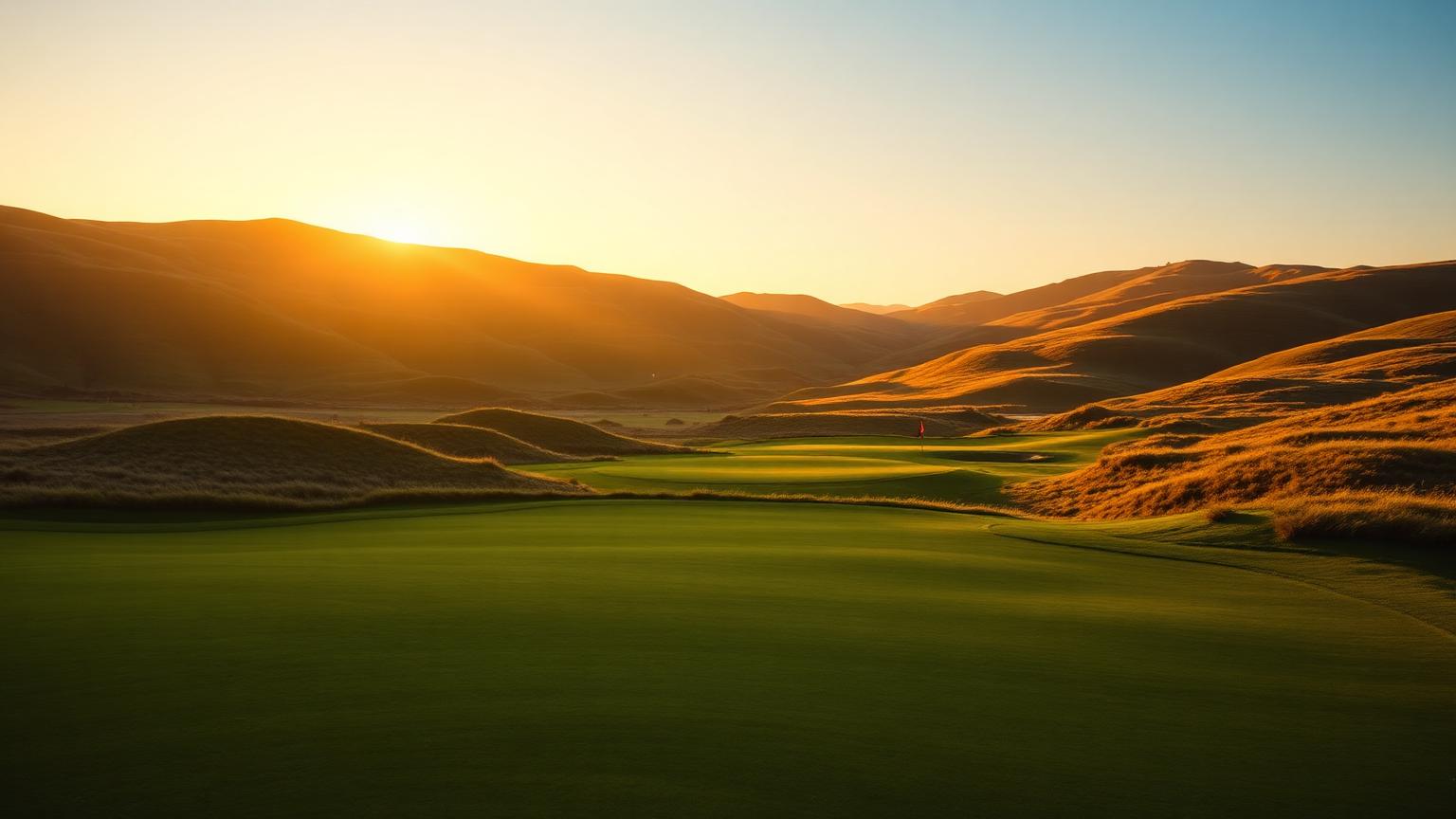 Golf course at golden hour